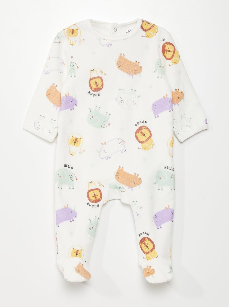 Pyjama dors-bien en velours Blanc 'safari' - Kiabi
