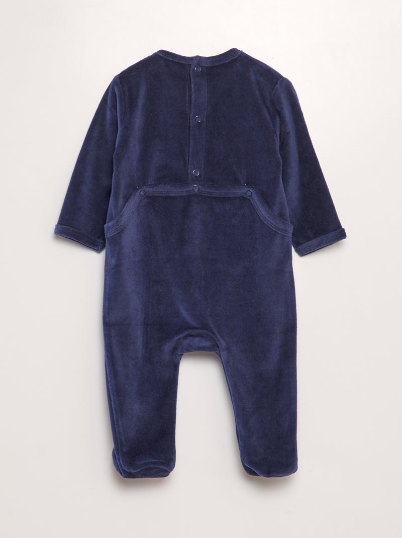 Pyjama dors-bien en velours Bleu marine - Kiabi