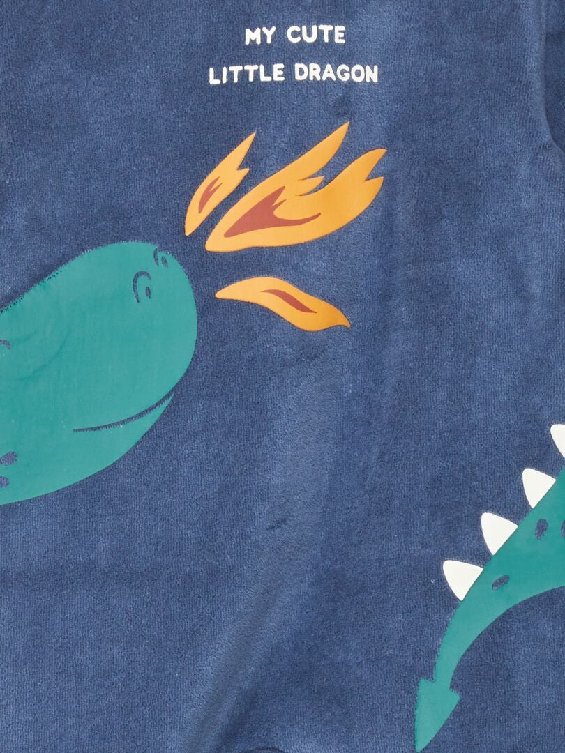 Pyjama Dors Bien En Velours Bleu Marine Dragon Kiabi