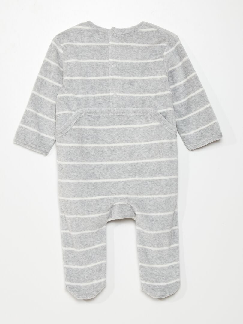 Pyjama dors-bien en velours Gris 'chat' - Kiabi