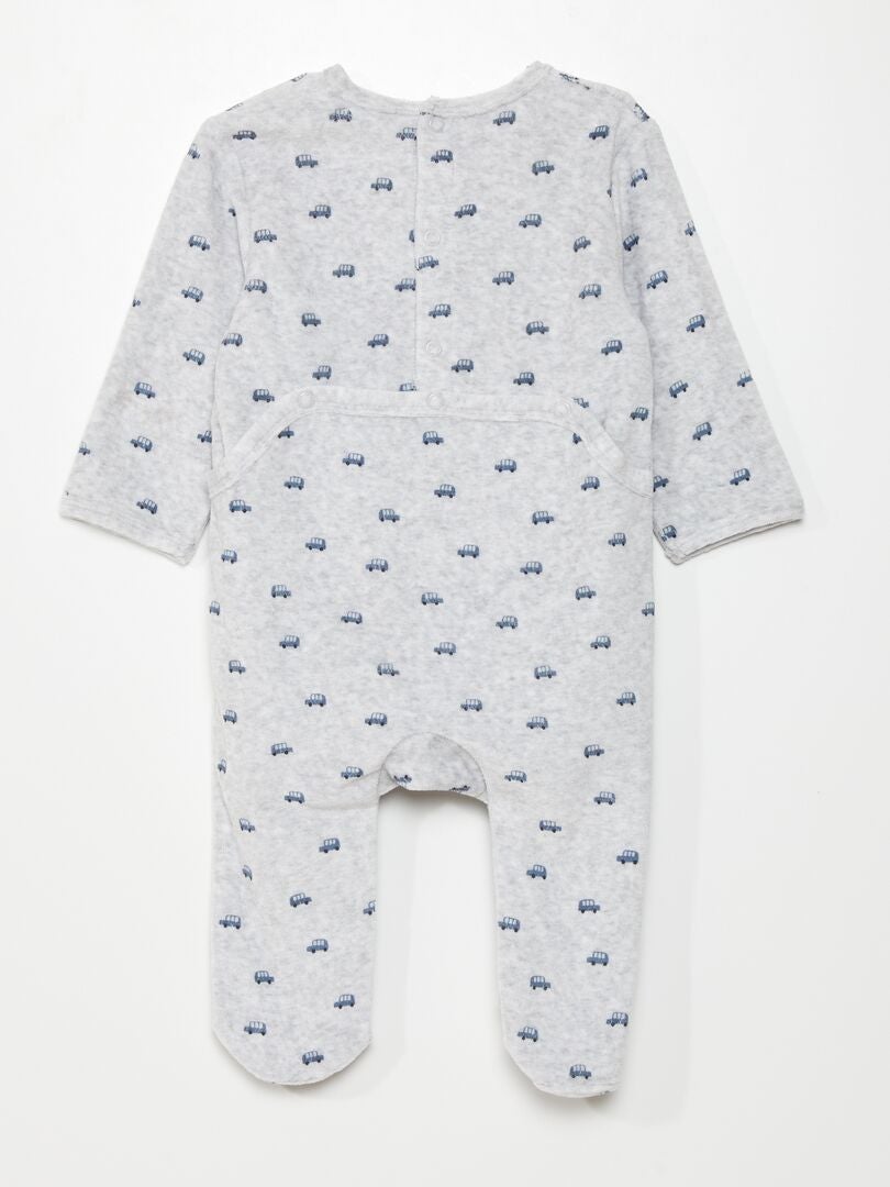 Pyjama dors-bien en velours Gris 'voiture' - Kiabi