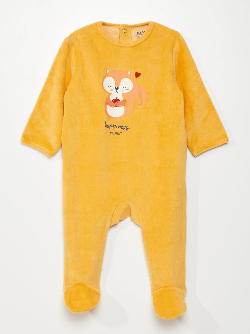 Pyjama dors-bien en velours Jaune - Kiabi
