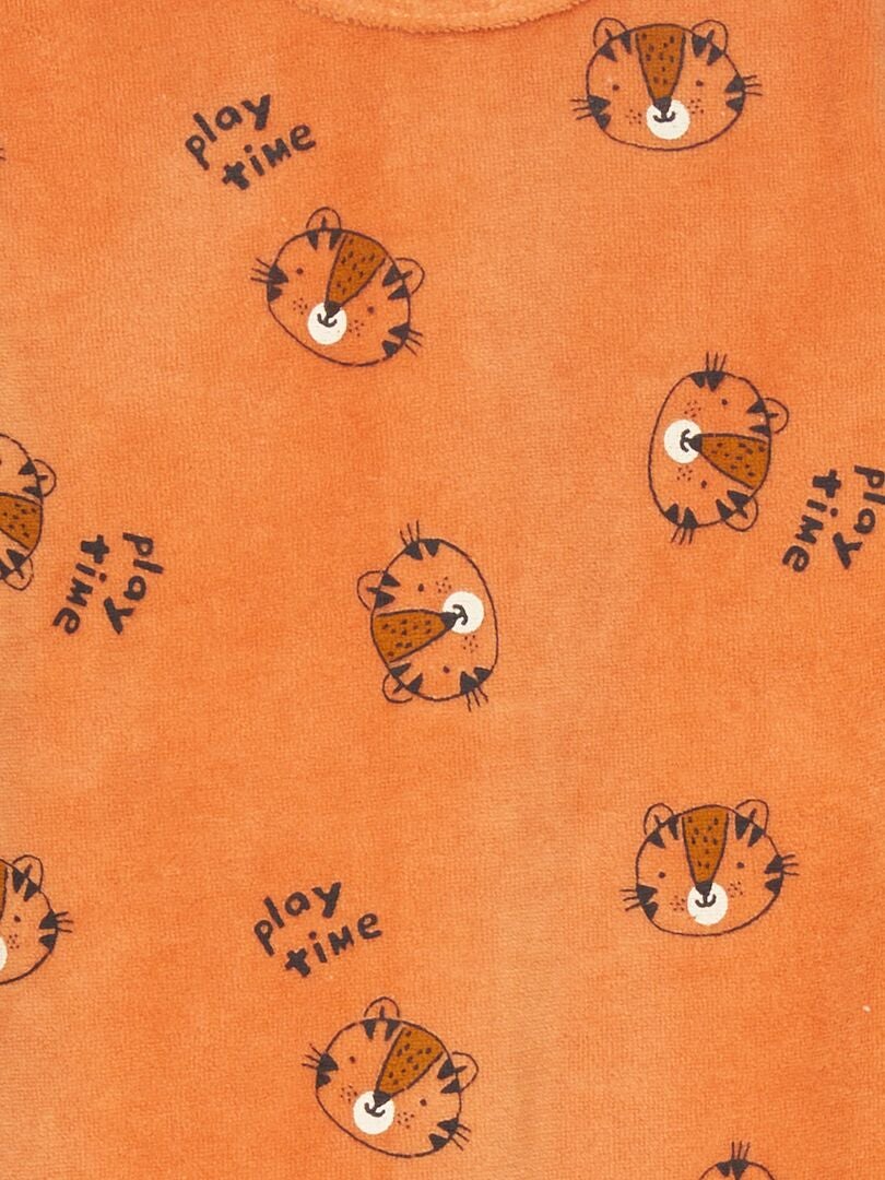 Pyjama dors-bien en velours Orange 'tigre' - Kiabi