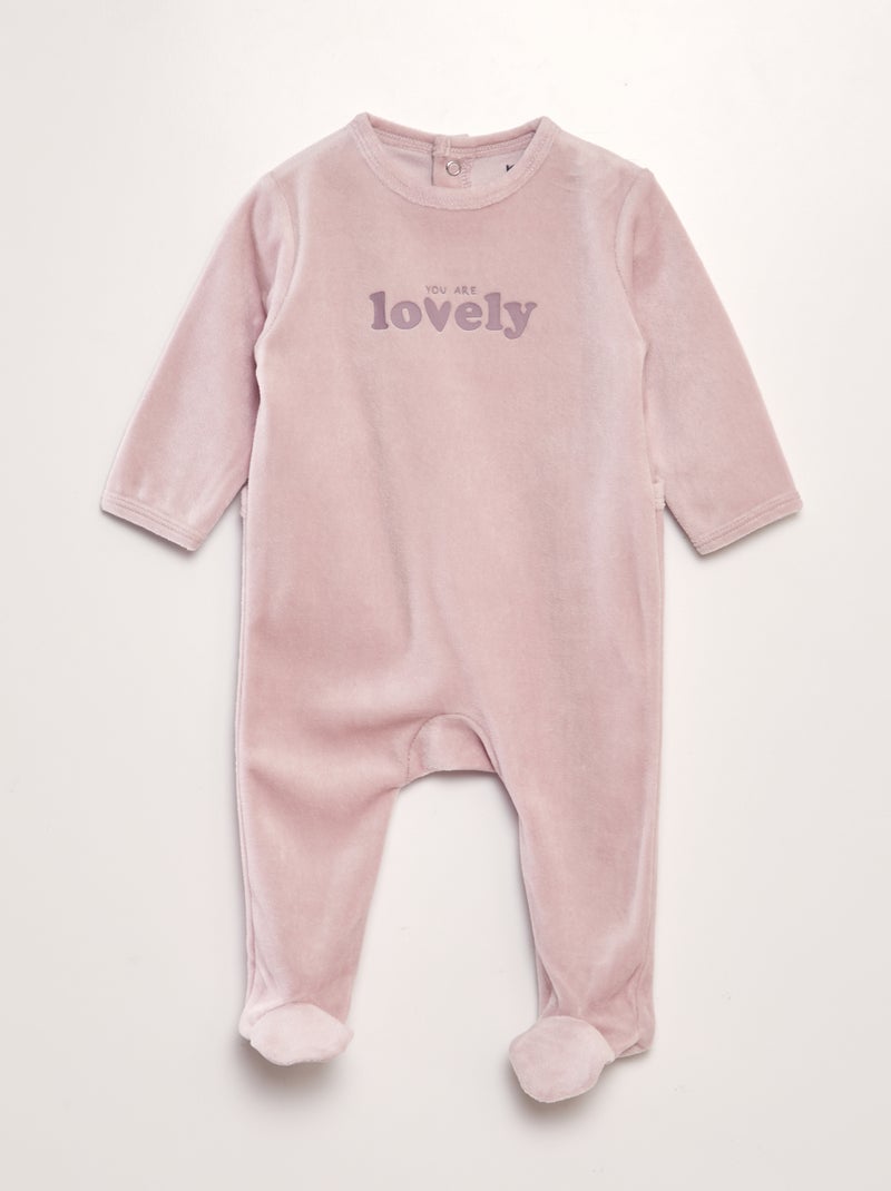 Pyjama dors-bien en velours Rose - Kiabi