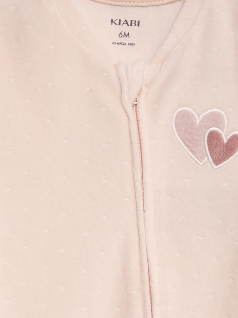 Pyjama dors-bien en velours Rose clair - Kiabi