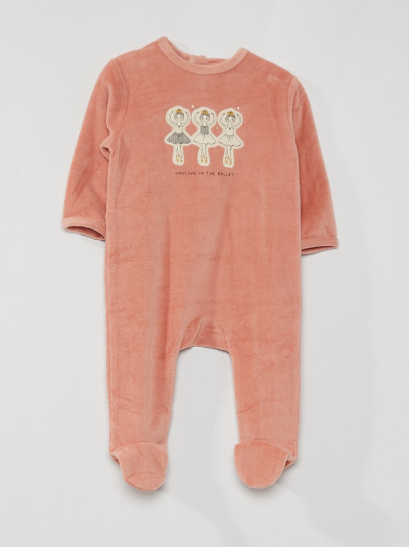 Pyjama dors-bien en velours Rose 'danse' - Kiabi