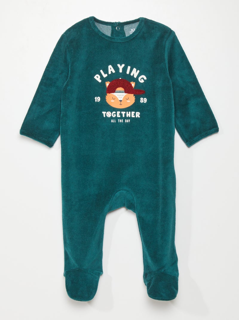 Pyjama dors-bien en velours Vert - Kiabi
