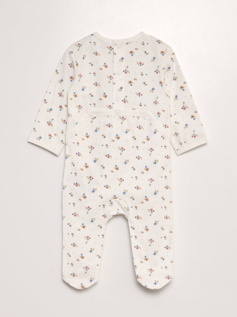 Pyjama dors-bien imprimé avec pieds Blanc flower - Kiabi