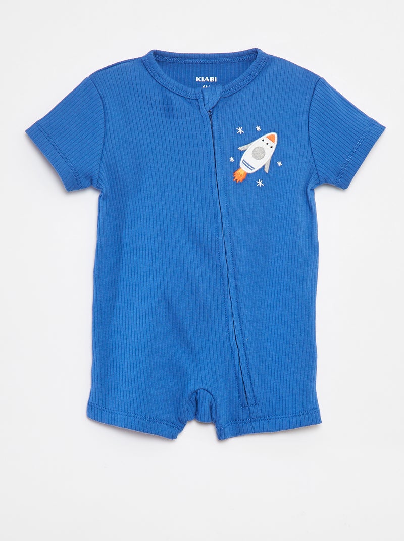 Pyjama dors-bien léger zippé à manches courtes Bleu - Kiabi