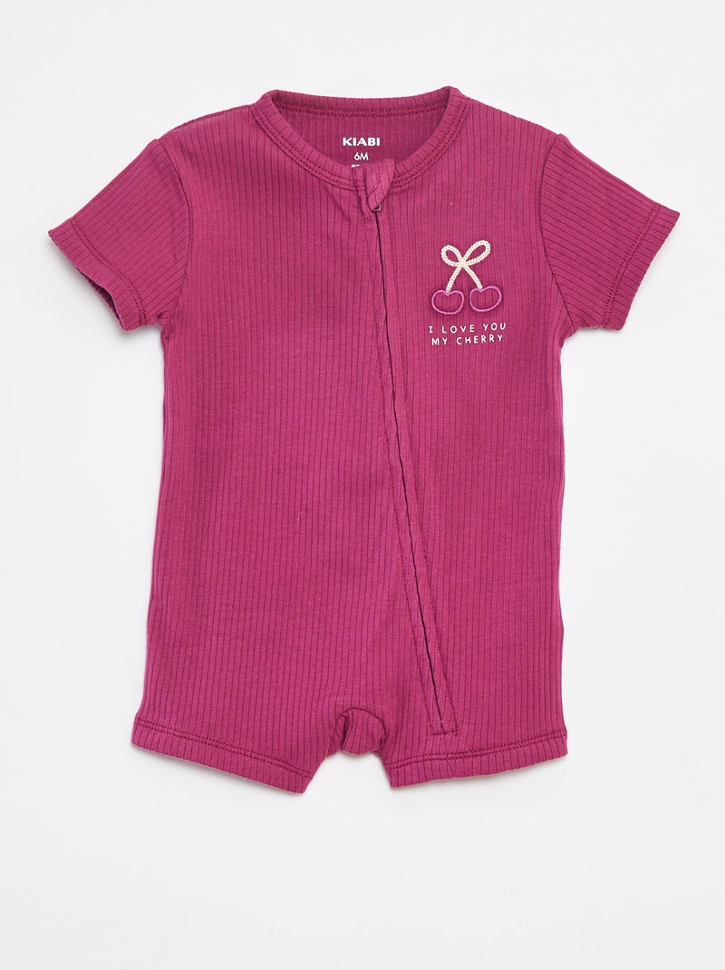 Pyjama dors-bien léger zippé à manches courtes Rose - Kiabi