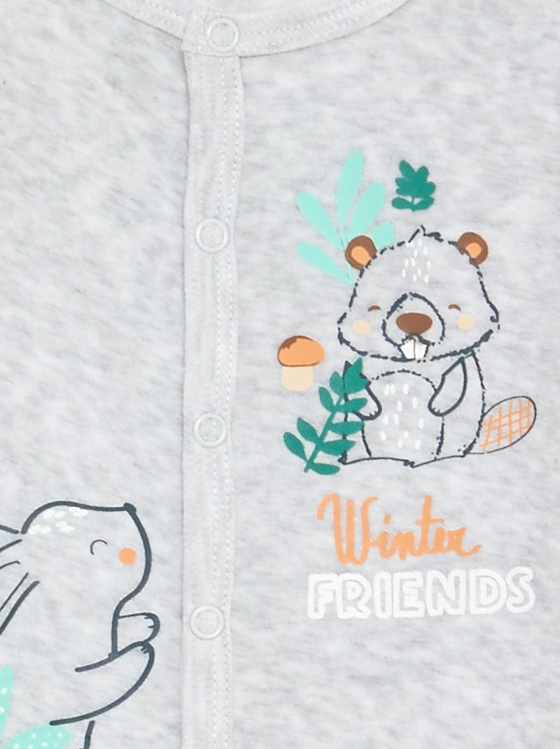 Pyjama dors bien 'Petit Béguin' en velours Gris - Kiabi