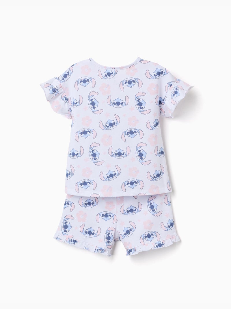 Pyjama en coton à manches courtes avec motif Stitch Blanc - Kiabi