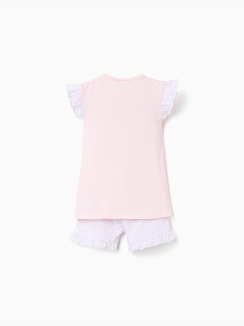 Pyjama en coton à manches courtes et imprimé Stitch Rose clair - Kiabi