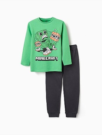 Pyjama en coton à manches longues avec imprimé minecraft