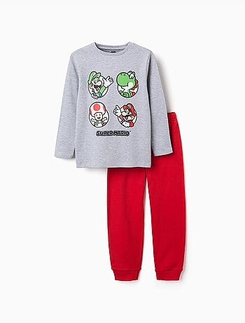 Pyjama en coton à manches longues avec imprimé super mario