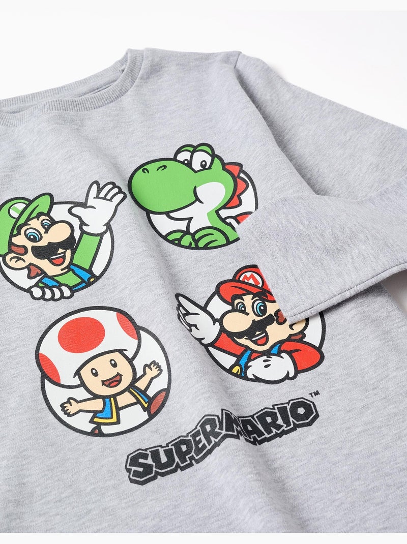 Pyjama en coton à manches longues avec imprimé Super Mario Gris clair - Kiabi