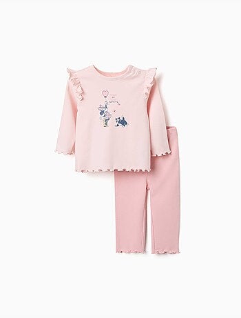 Pyjama en coton à manches longues et imprimé minnie & figaro