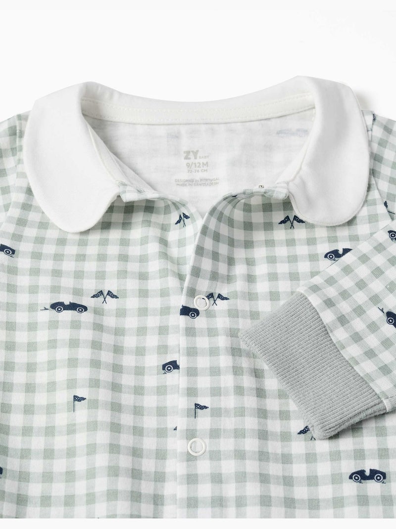 Pyjama en coton à motif vichy Vert clair - Kiabi