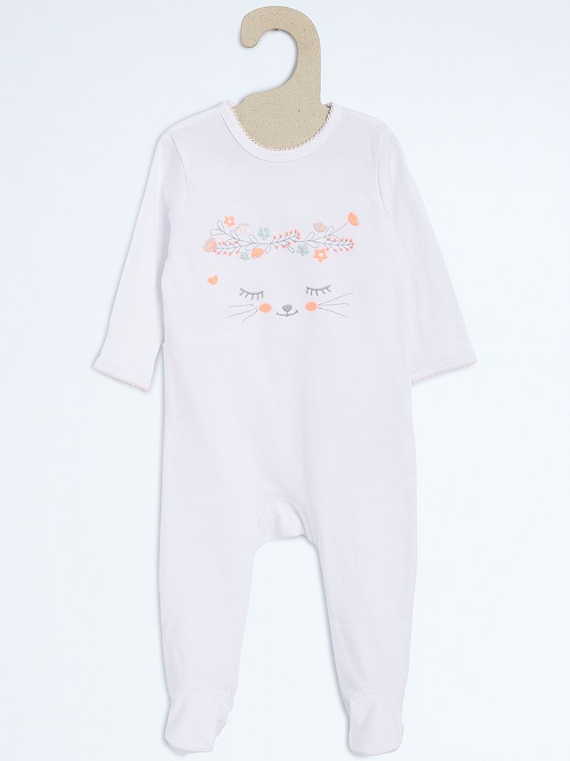 Pyjama en coton blanc - Kiabi