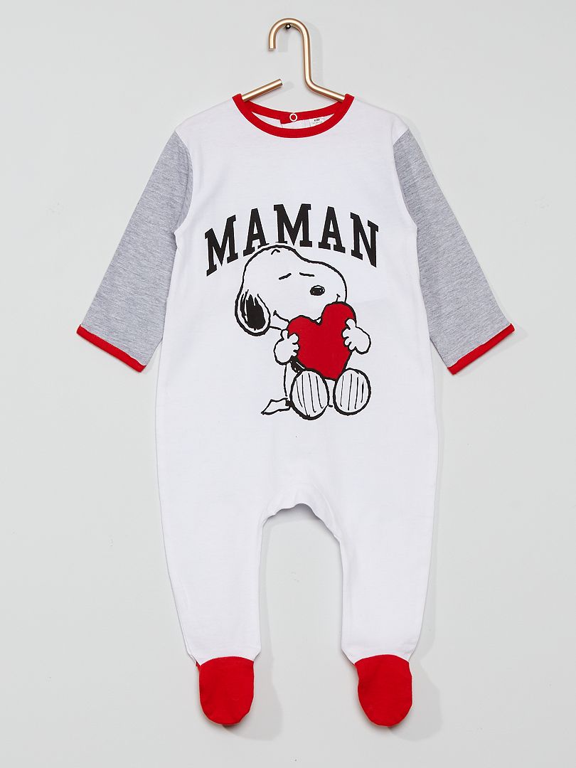 Pyjama en coton 'Snoopy' blanc - Kiabi