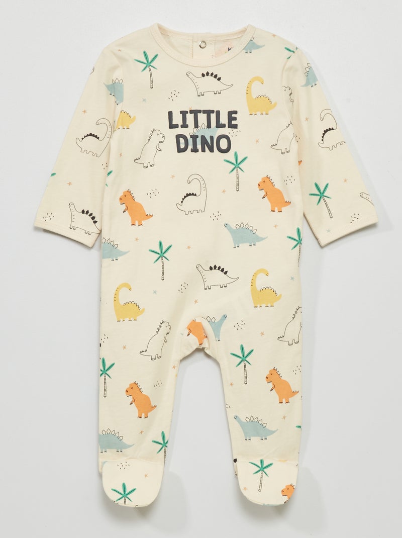 Pyjama en jersey avec imprimé Blanc 'dino' - Kiabi