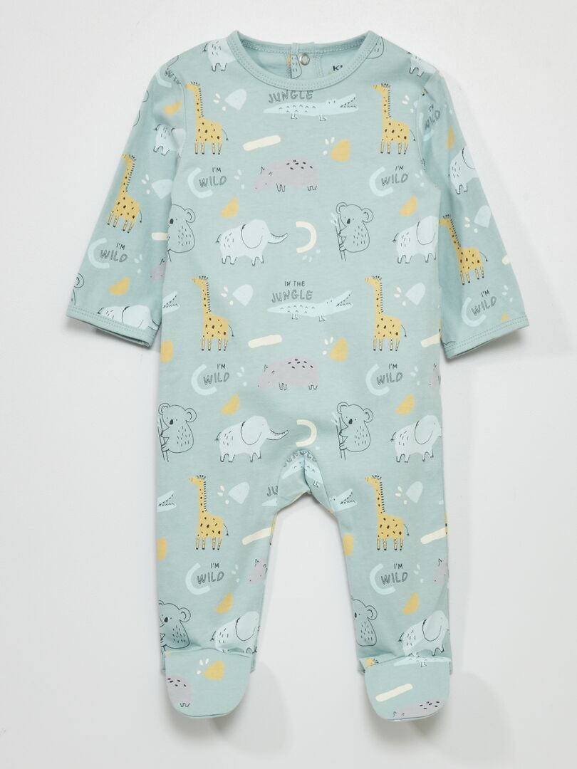 Pyjama en jersey avec imprimé Bleu 'safari' - Kiabi