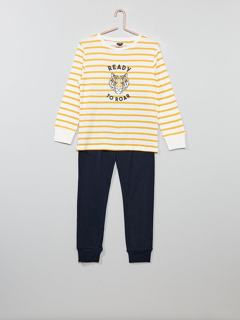 Pyjama en jersey imprimé jaune/marine - Kiabi