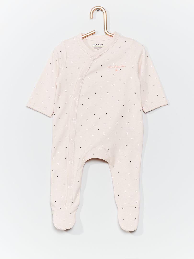 Pyjama en jersey rose/pois - Kiabi