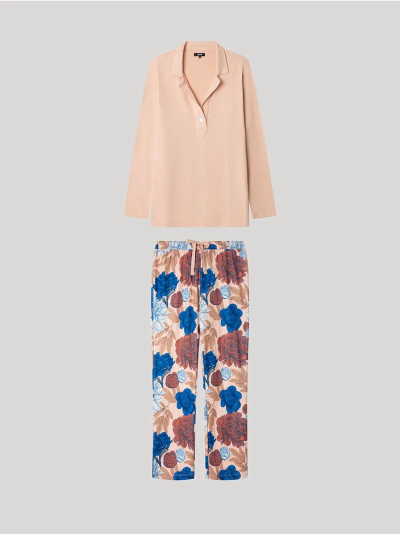 Pyjama en maille à motif floral Rose - Kiabi