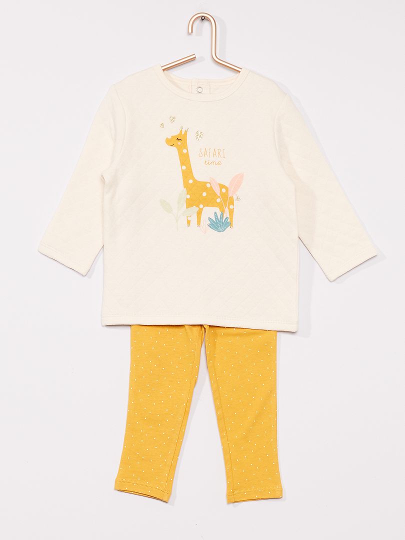 Pyjama en molleton blanc/jaune - Kiabi