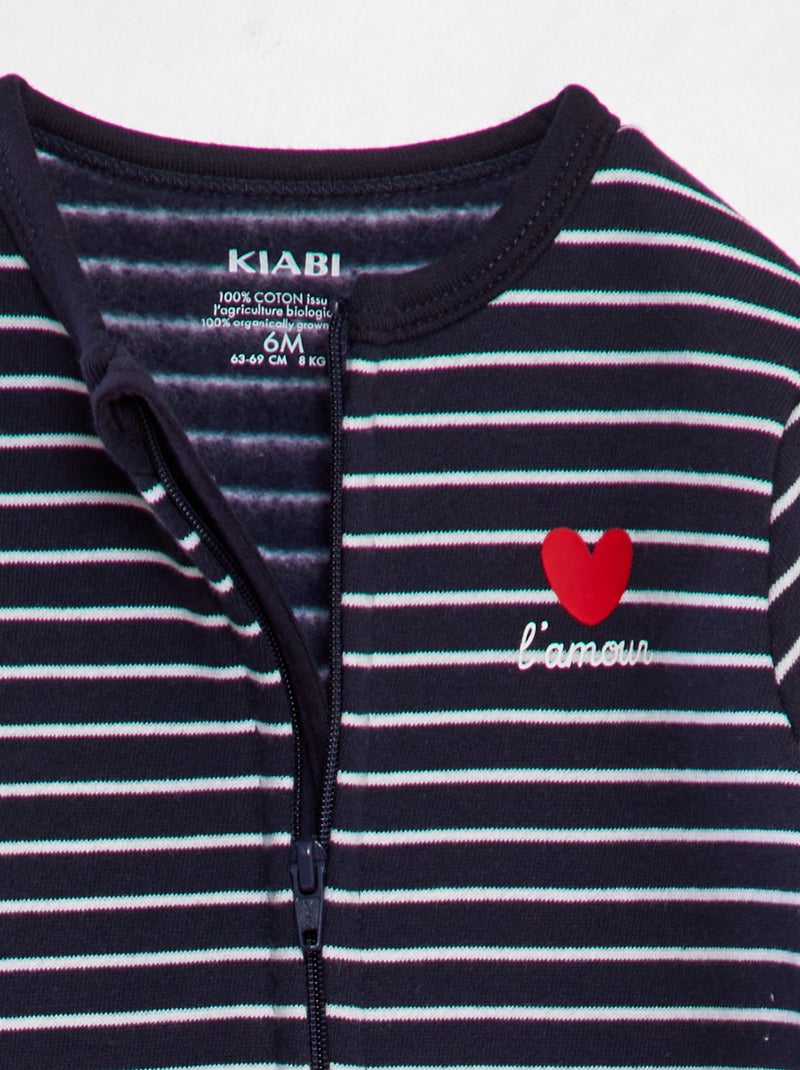 Pyjama en molleton chaud 'Amour' Bleu - Kiabi