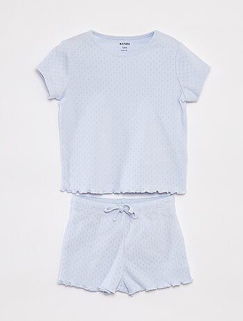 Pyjama en pointelle t-shirt + short - 2 pièces