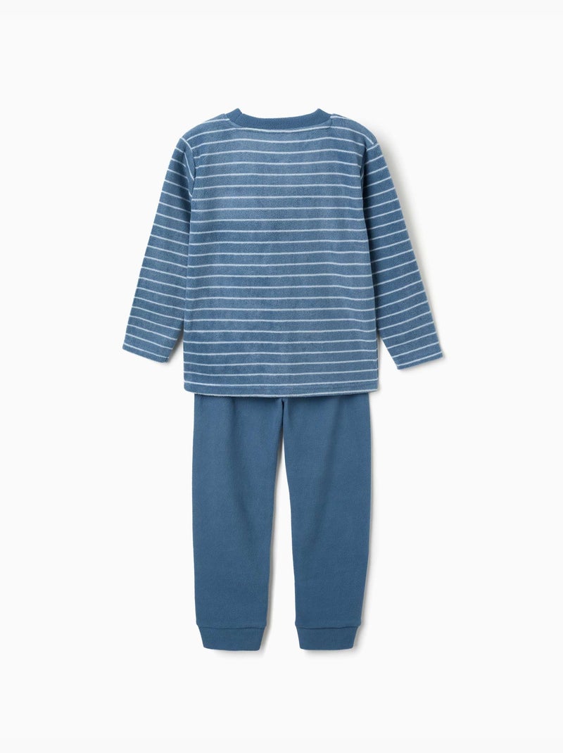 Pyjama en polaire à rayures Bleu Bleu - Kiabi