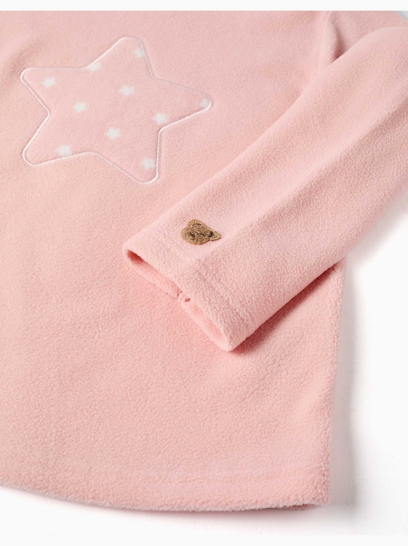 Pyjama en polaire avec étoiles brodées Rose clair - Kiabi