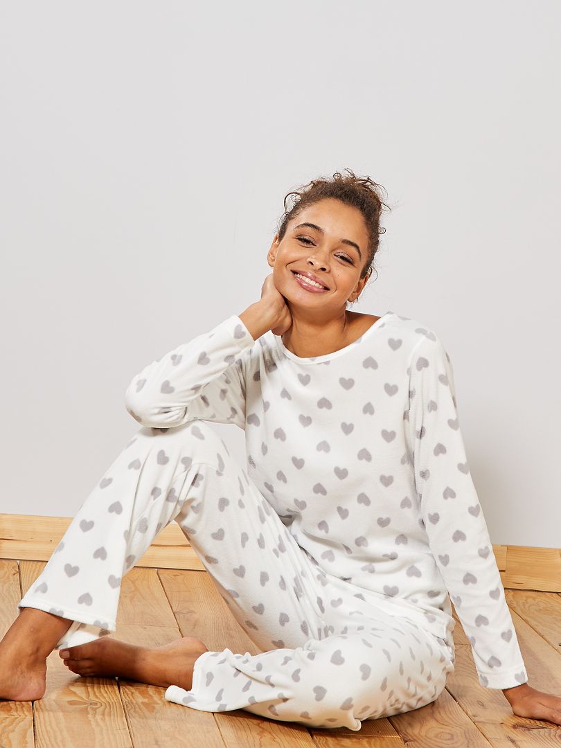 Pyjama en polaire blanc - Kiabi