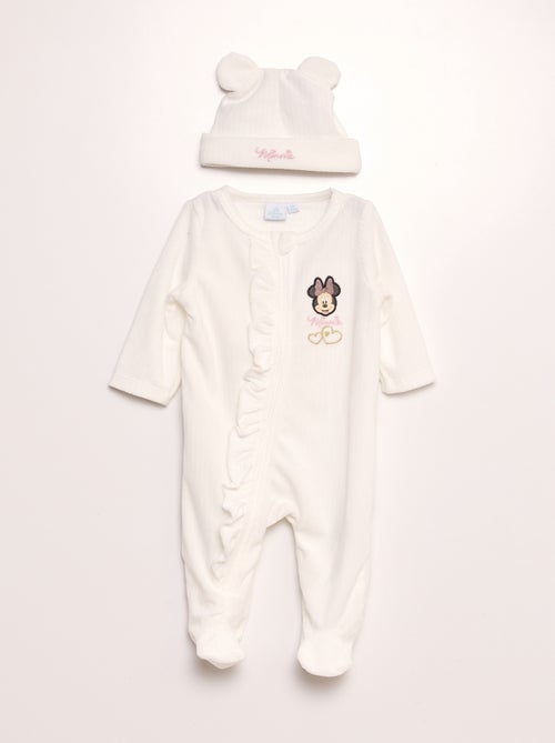 Pyjama en polaire + bonnet avec oreilles 'Minnie' 'Disney' - 2 pièces - Kiabi