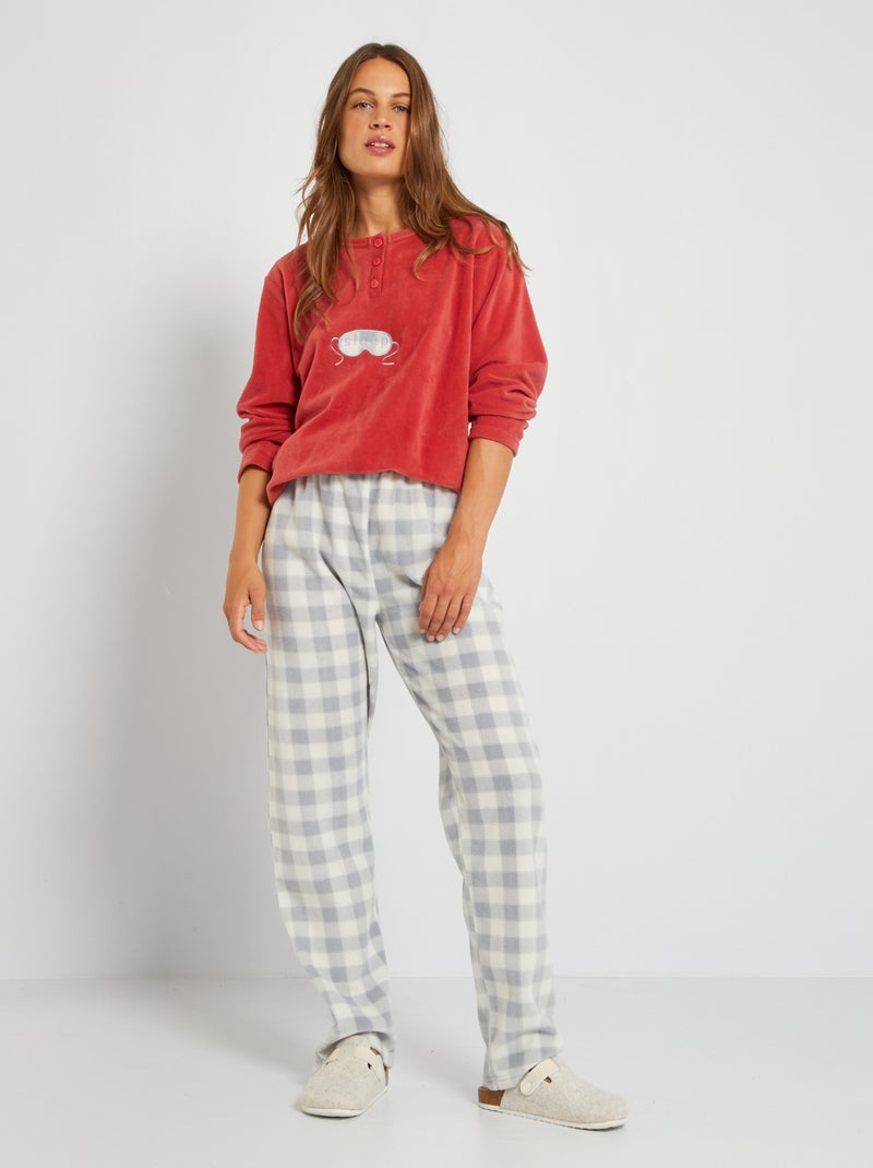 Pyjama en polaire brodé 'masque' rouge - Kiabi