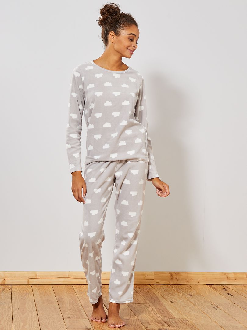 Pyjama en polaire gris - Kiabi
