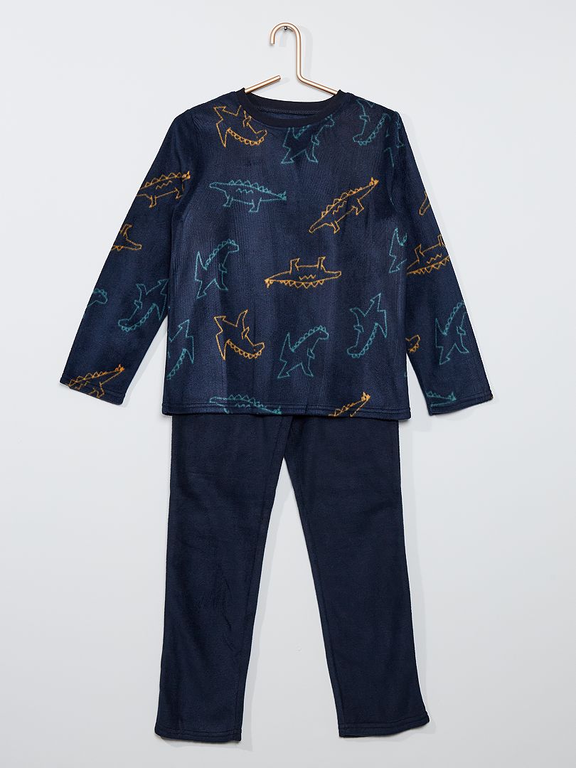 Pyjama en polaire imprimé bleu dinosoaure - Kiabi