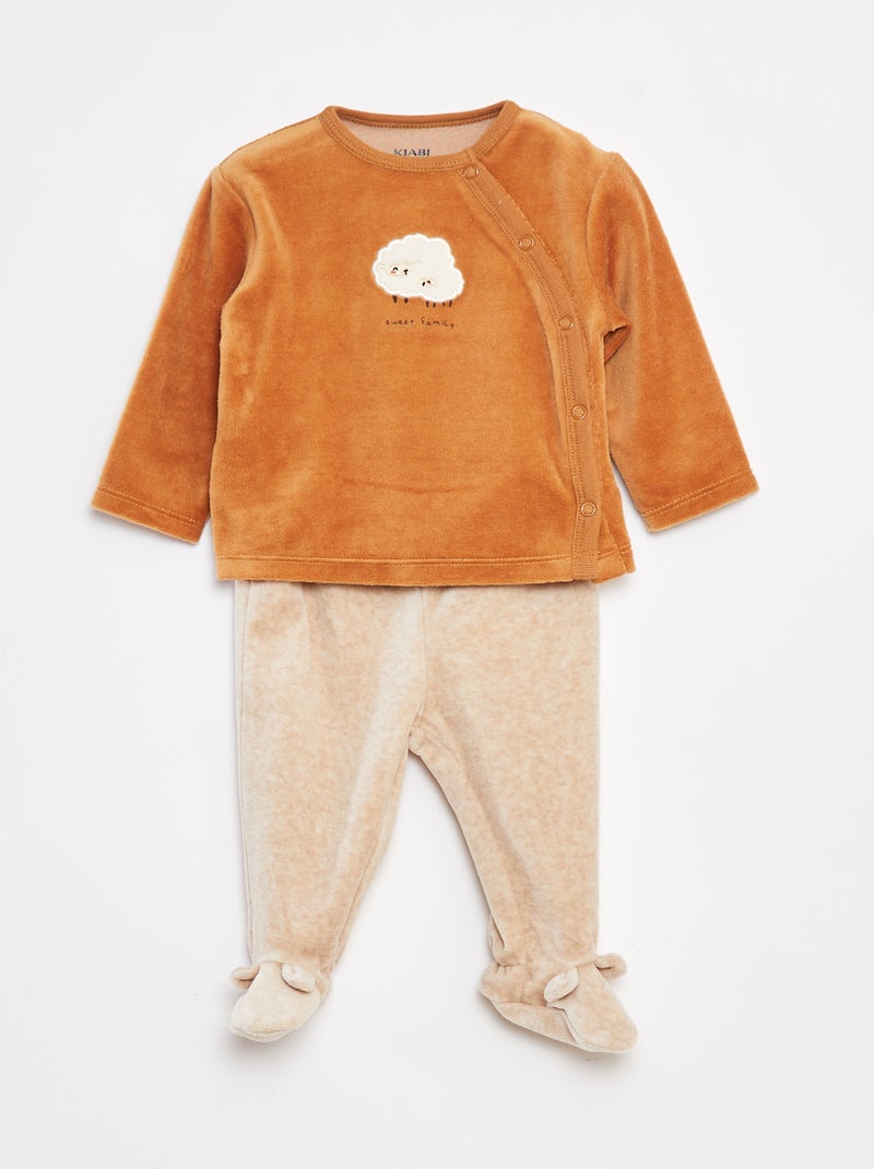 Pyjama en velours - 2 pièces Orange - Kiabi