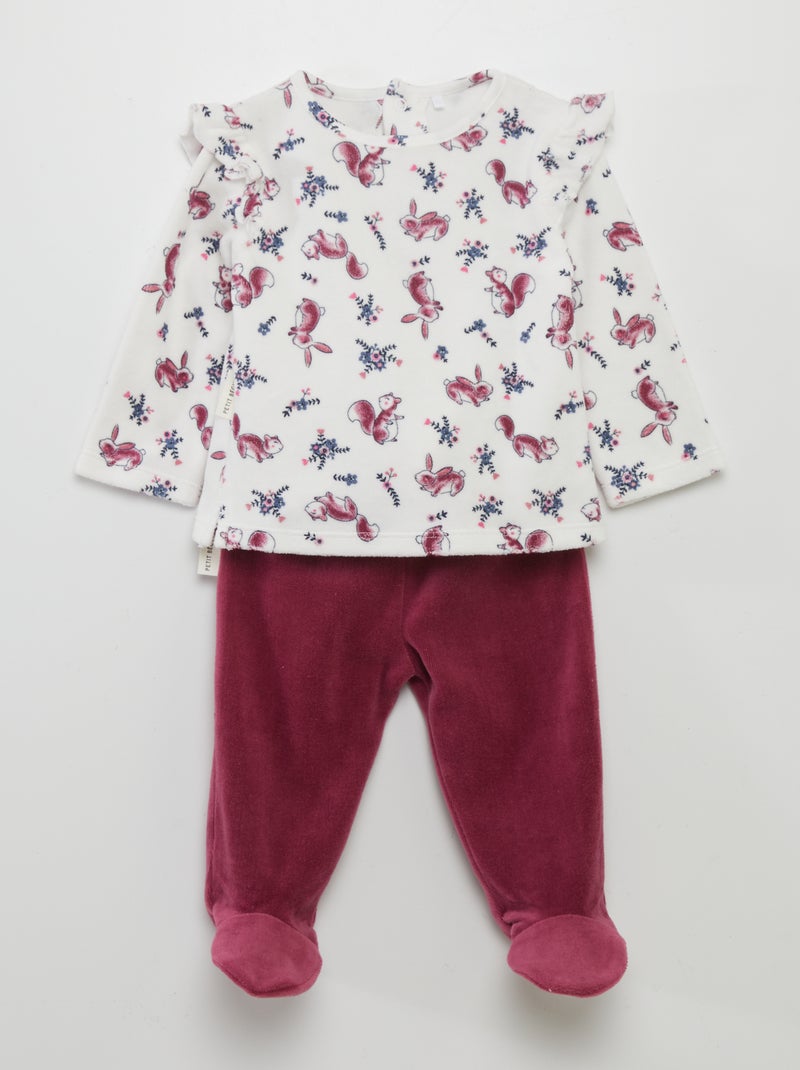 Pyjama en velours - 2 pièces Prune - Kiabi