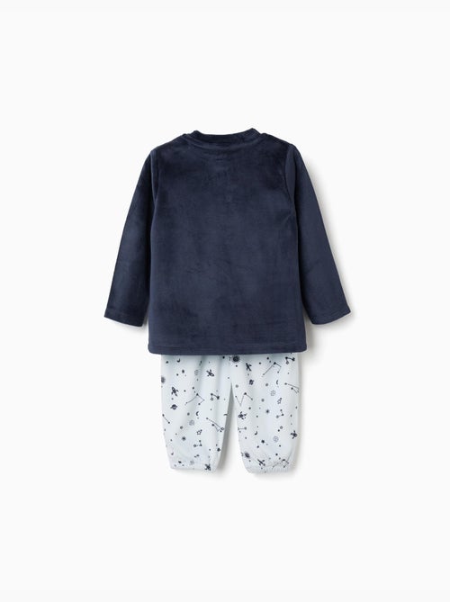 Pyjama en velours avec imprimé espace qui brille dans le noir - Kiabi