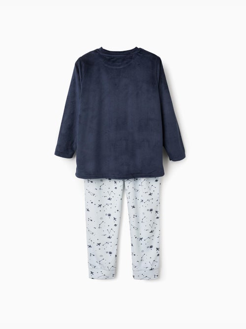 Pyjama en velours avec imprimé espace qui brille dans le noir - Kiabi