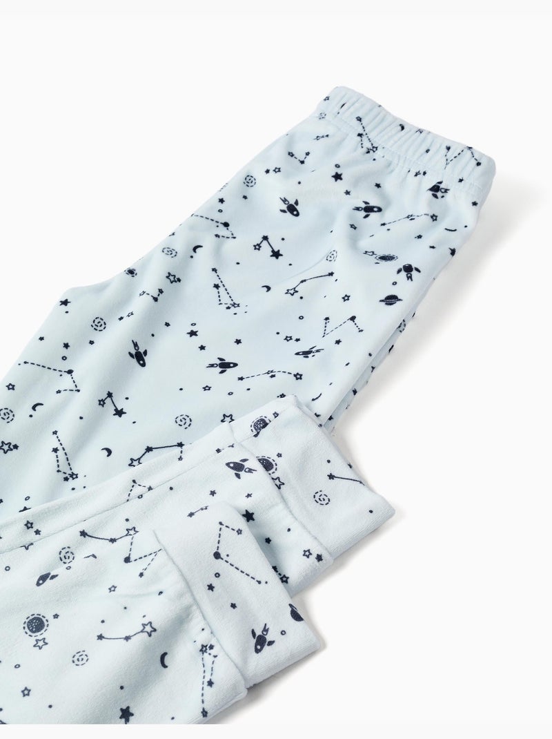 Pyjama en velours avec imprimé espace qui brille dans le noir Bleu foncé - Kiabi