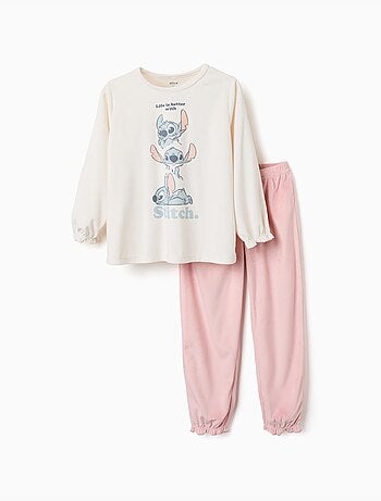 Pyjama en velours avec imprimé stitch