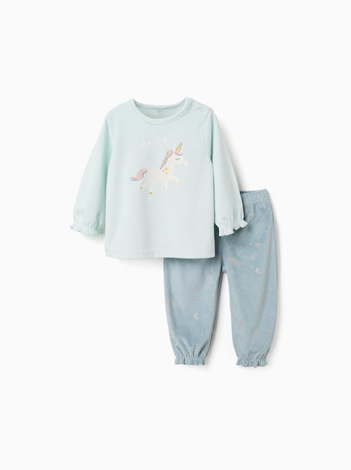 Pyjama en velours avec licorne qui brille dans le noir - Kiabi