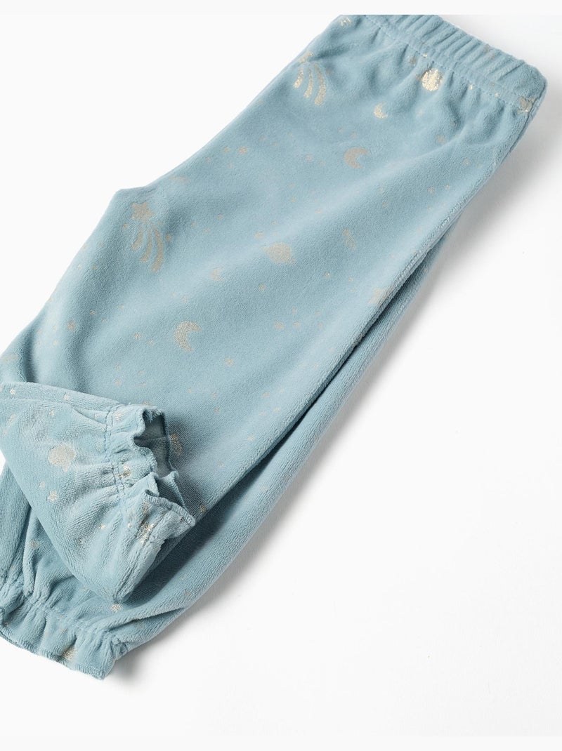 Pyjama en velours avec licorne qui brille dans le noir Bleu clair - Kiabi