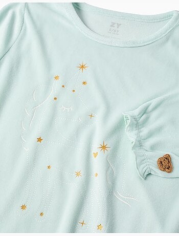 Pyjama en velours avec licorne qui brille dans le noir