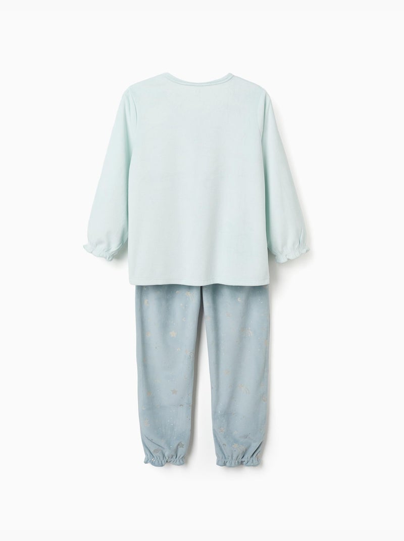Pyjama en velours avec licorne qui brille dans le noir Bleu clair - Kiabi