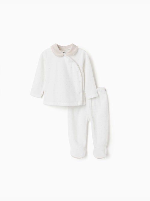 Pyjama en velours avec motif à pois - Kiabi